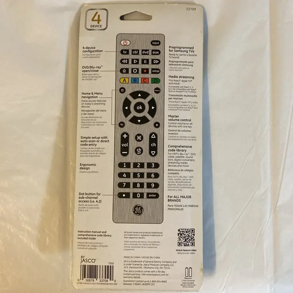 New in package GE‎ UltraPro silver 4 device designer finish Universal remote